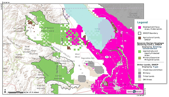 Figure 1. DRECP DFAs and Anza-Borrego Desert State Park.  Map courtesy of J. David Garmon.